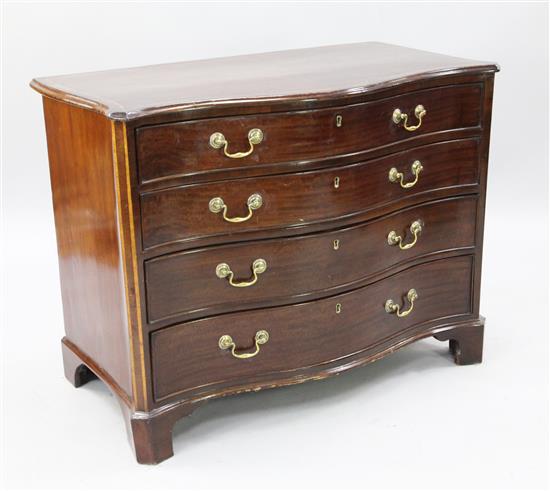 A George III mahogany serpentine chest, W.3ft 5in. D.1ft 10in. H.2ft 7in.